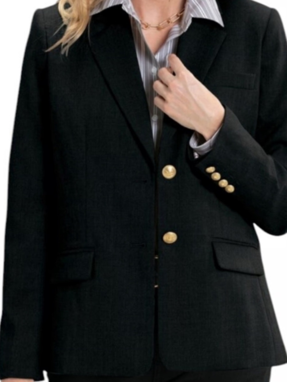 Appleseed's Navy Nautical Wool Blazer with Gold Buttons in size 16 P